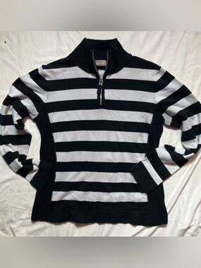 Croft & Barrow Black and White Striped Turtleneck Sweater